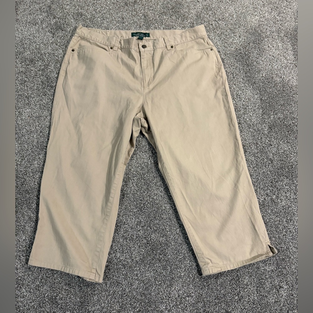 Ralph Lauren Tan classic mid calf  kaki jeans brand  Lauren jeans
